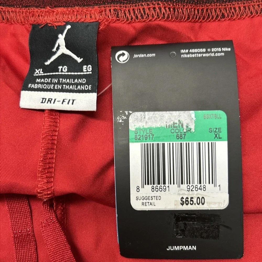 NWT Nike Air Jordan Mid-Flight Victory Shorts 821917-687 Red Pockets‎ Men's XL